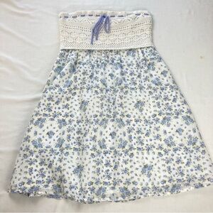 Hollister Floral Strapless Mini Dress with Crochet Top Medium